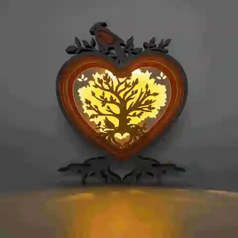 Linnet Heart-shaped LED Wooden Night Light Gift for Festival Kids Home Desktop Decor